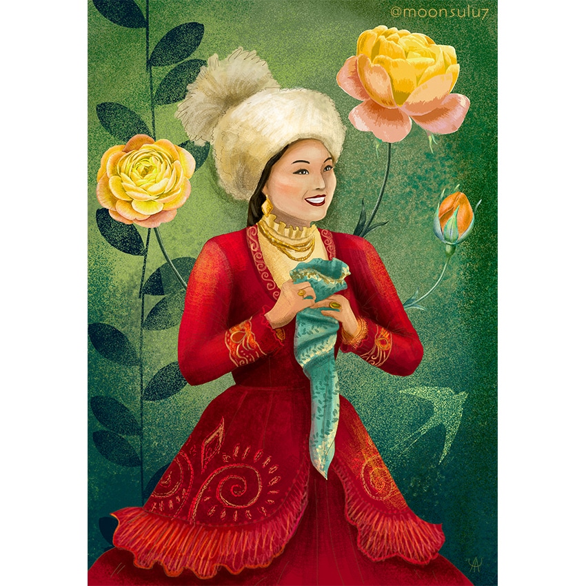 Info Shymkent - Painting of a Kazakh woman by Kazakh artist Aisulu Almasbayeva